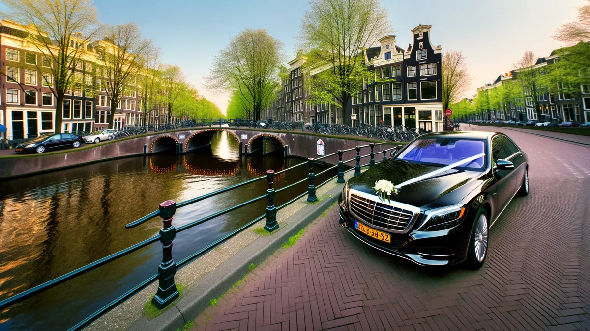 Trouwvervoer Amsterdam — Mercedes S-Class langs de Amsterdamse grachten
